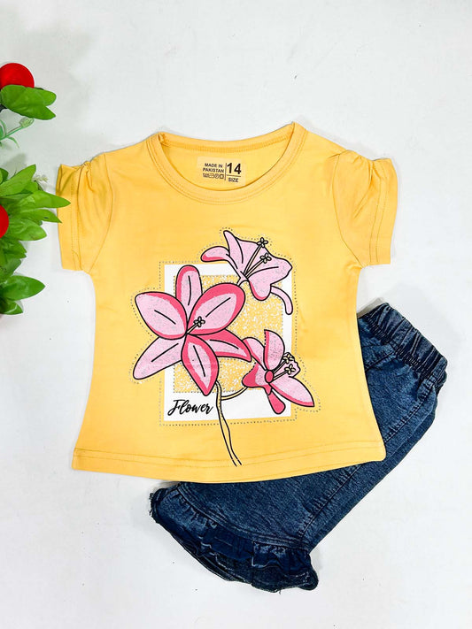 1Yr - 4Yrs Lilies Dark Yellow Suit For Girls SK GS414