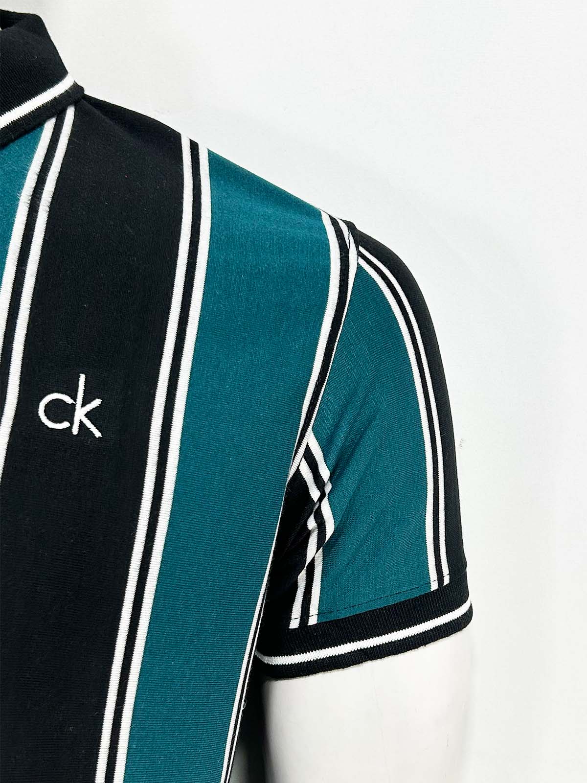 Teal Striped Polo T-Shirt For Men MTS460
