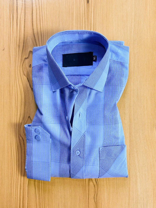 Blue Checks Formal Dress Shirt For Men MFS413