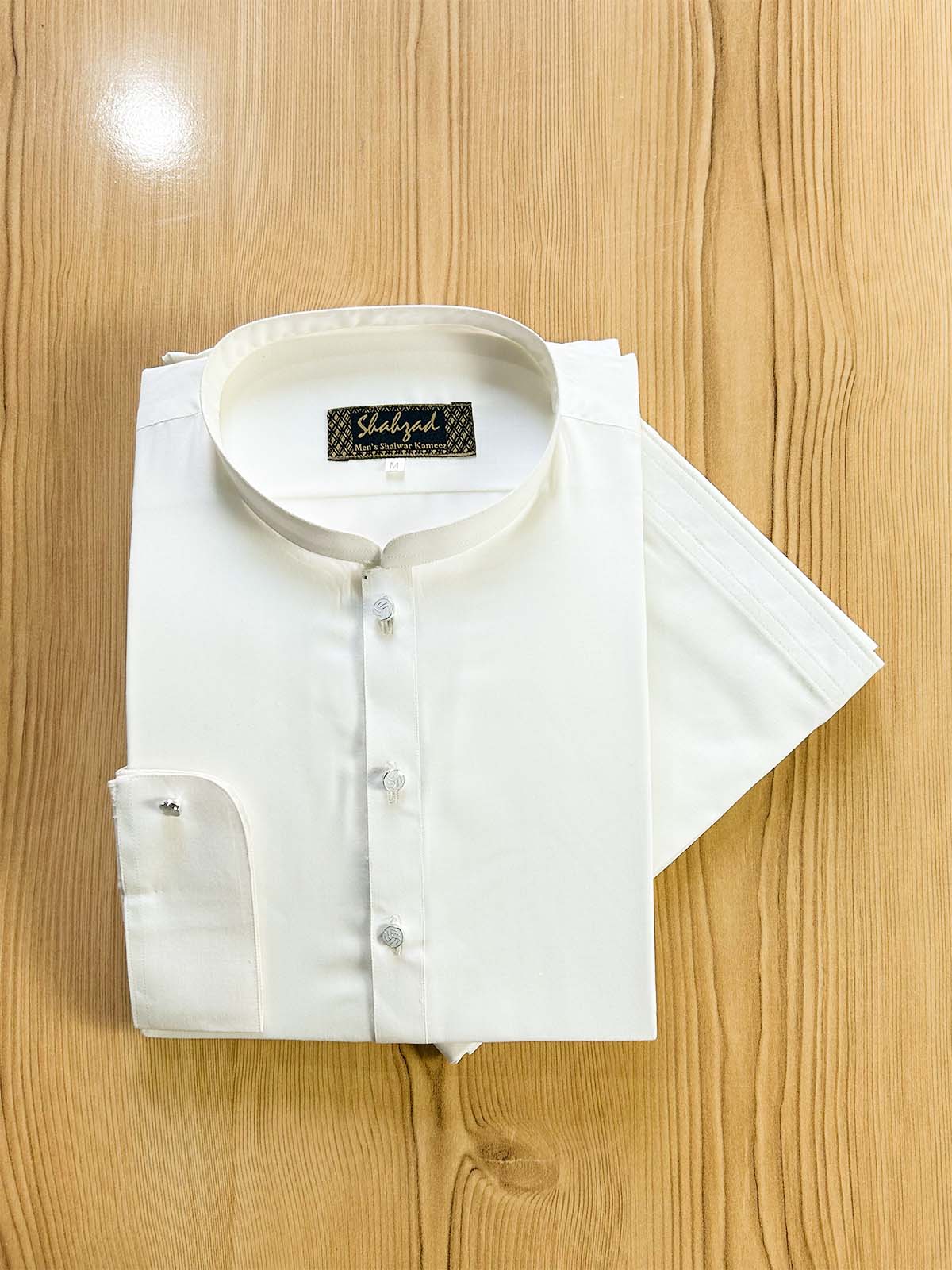 927 Off White Stitched Suit Sherwani Collar Kameez Shalwar For Men MSK341