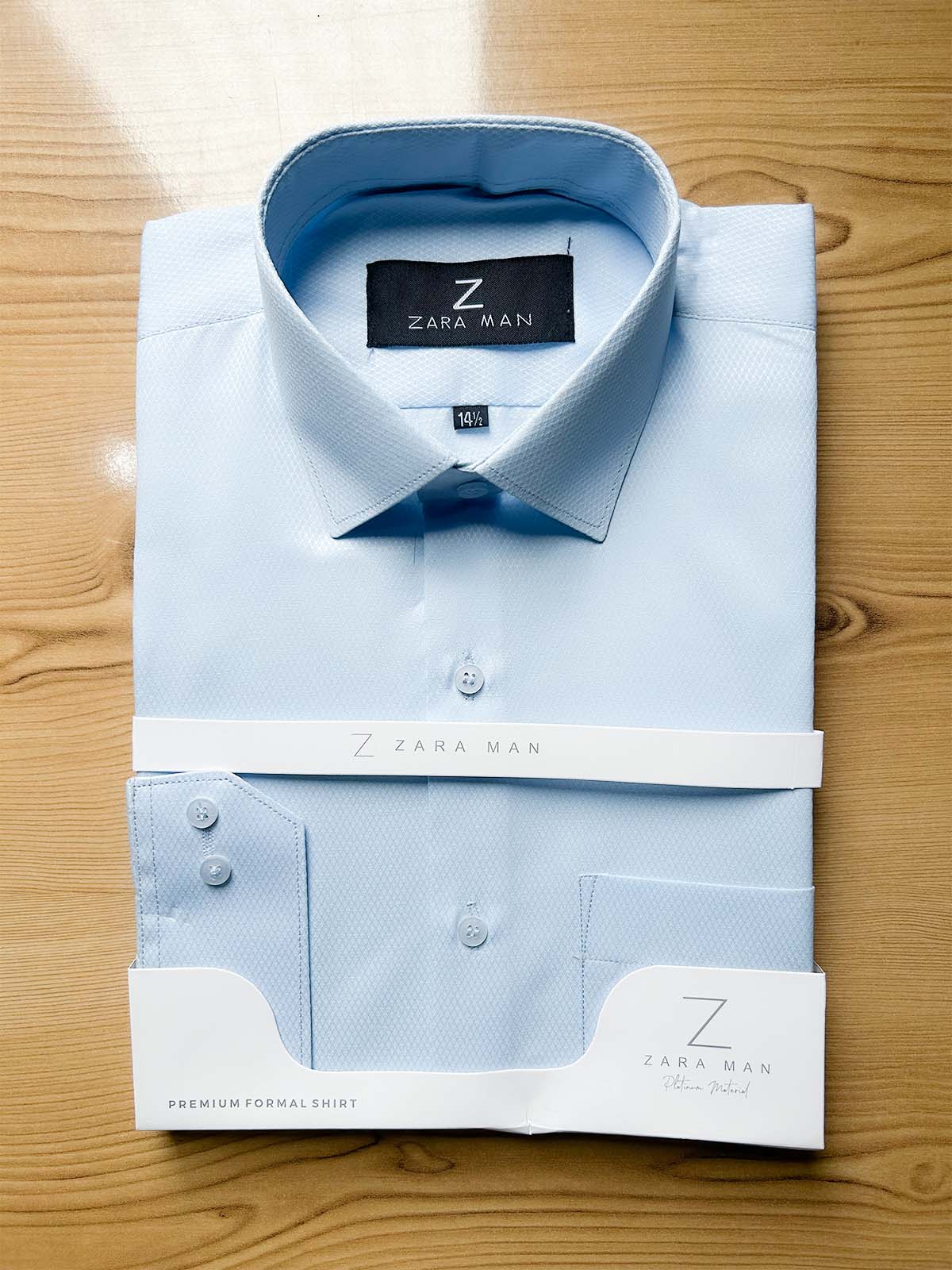 MFS590 L Blue Textured Formal Dress Shirt For Men