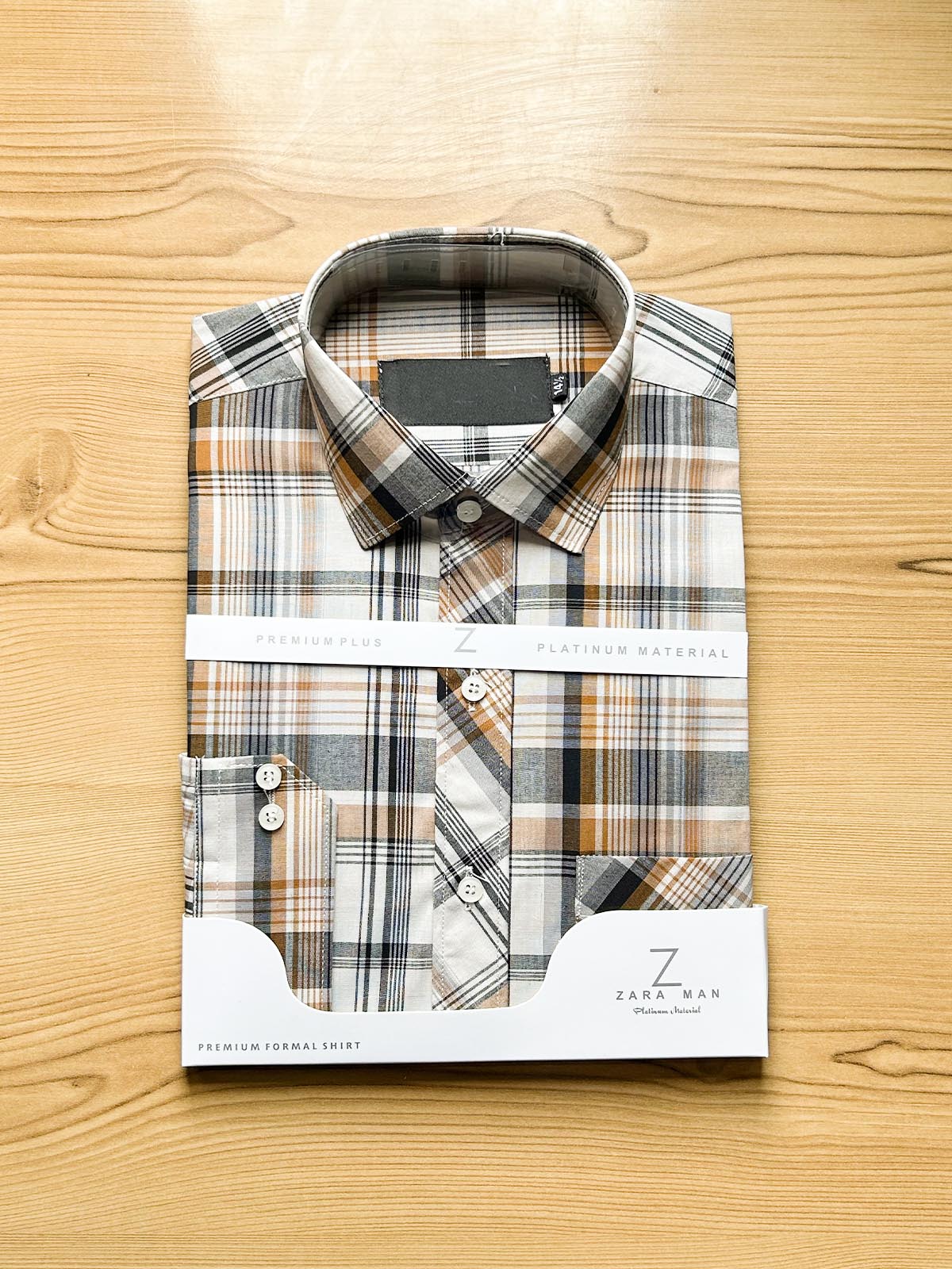 B Brown Checks Formal Dress Shirt For Men MFS500