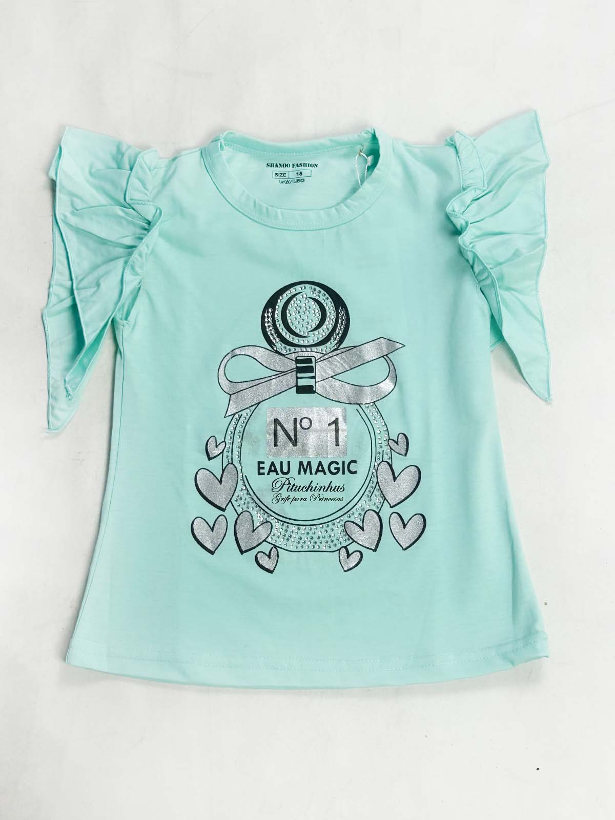 2Yrs - 7Ys N1 Ferozi T-Shirt For Girls SK GTS124