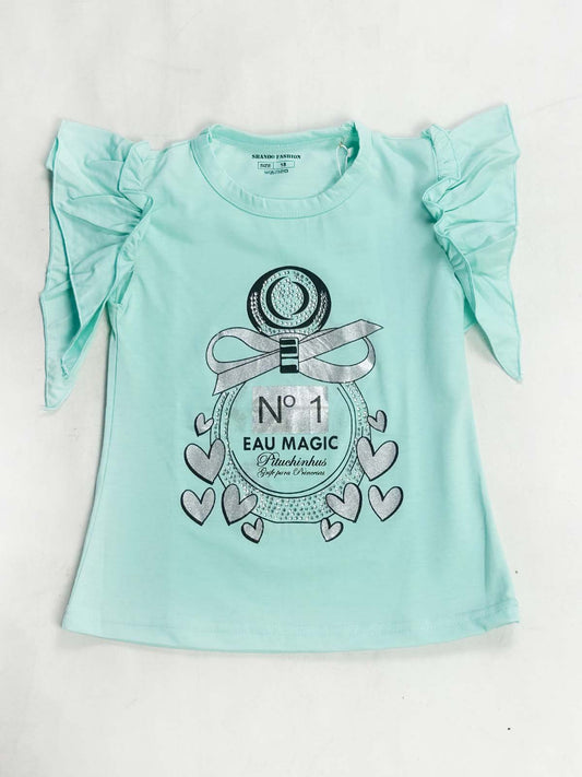 2Yrs - 7Ys N1 Ferozi T-Shirt For Girls SK GTS124