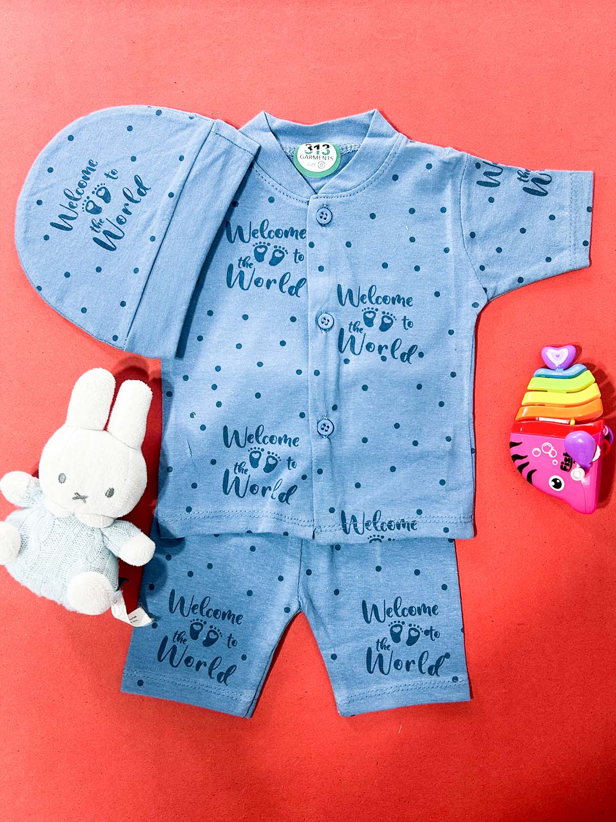 0Mth - 3Mth Blue 3Pcs Suit For Newborns NBS694