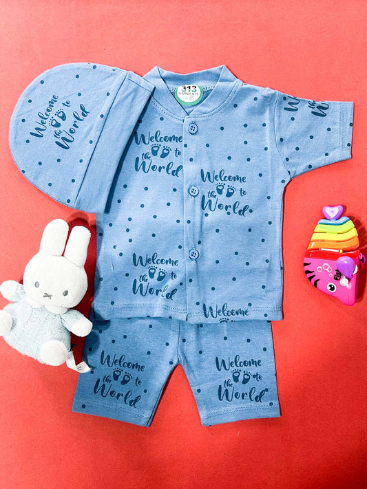 0Mth - 3Mth Blue 3Pcs Suit For Newborns NBS694