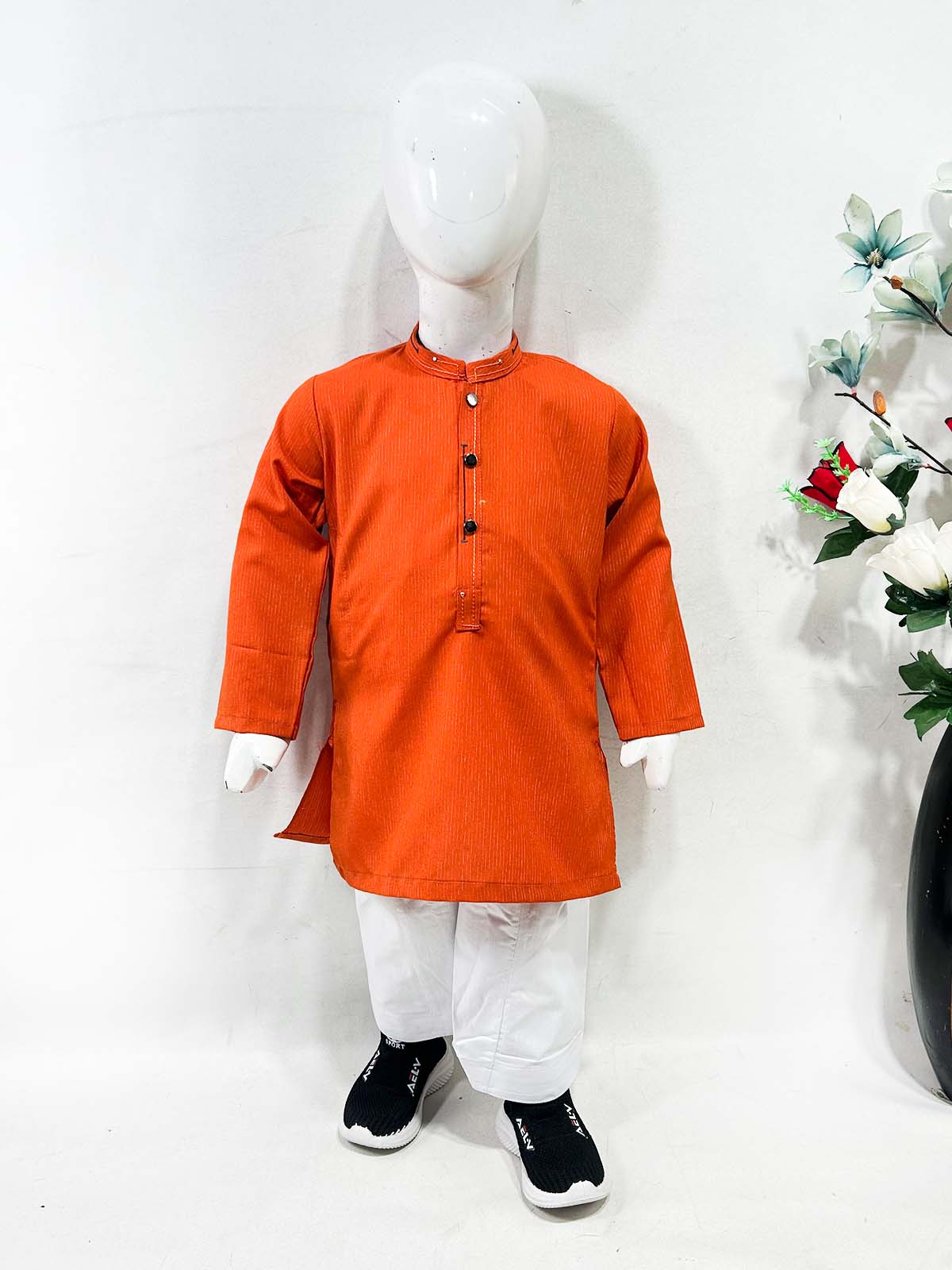 2Yrs - 4Yrs Orange Kameez Shalwar Suit For Boys AM BKS190