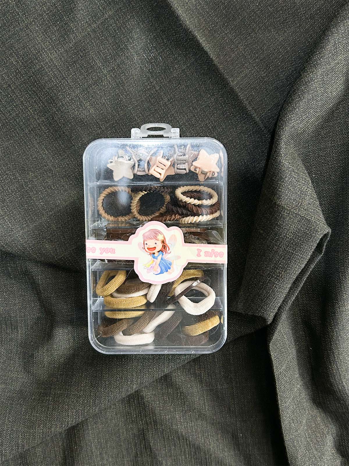 Colorful Hair Pony and Rubber Bands Set With Organizer Box GHB32