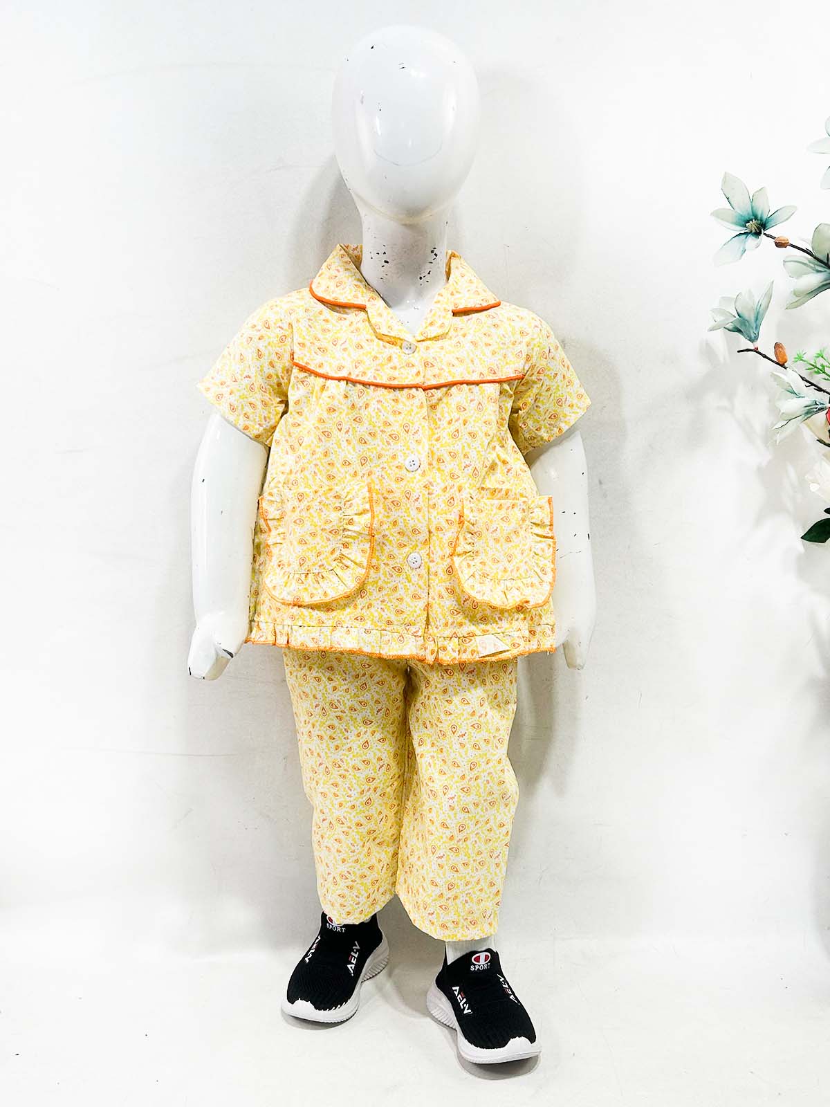 1Yrs - 5Yrs Yellow Cotton Night Suit For Girls NG GNS31
