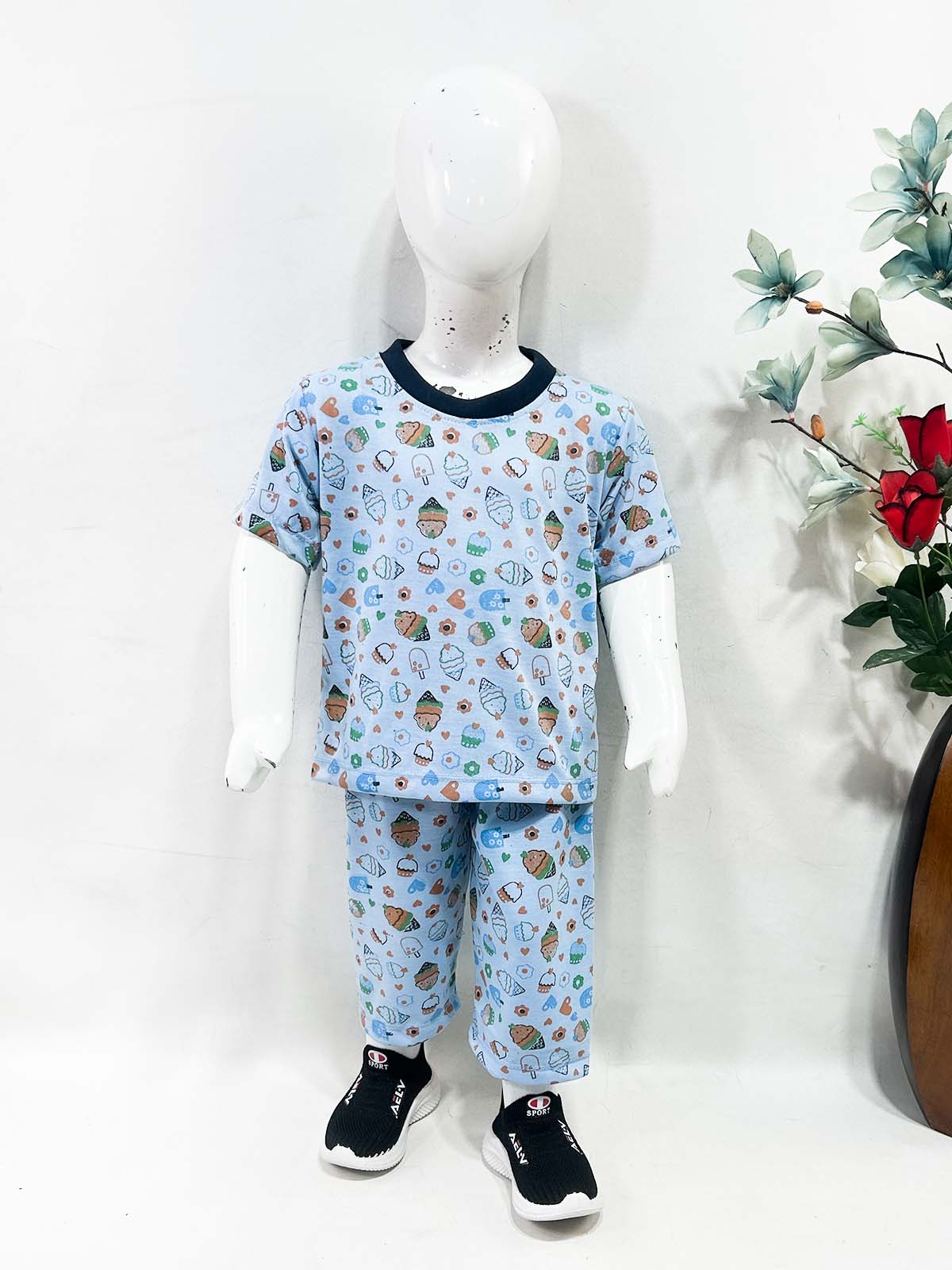 1Yrs - 5Yrs Blue Jersey Night Suit For Kids NG BNS42