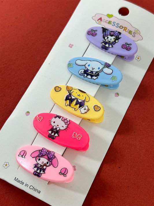 Pack Of 5 Multicolor Hair Clips For Girls GHC86