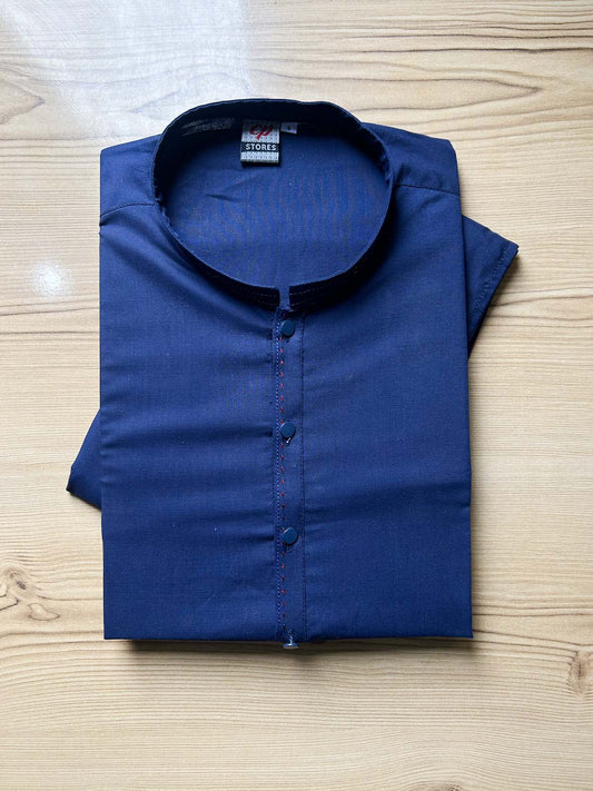 970-1 MSK493 Navy Blue Stitched Suit Sherwani Collar Kurta Pajama For Men