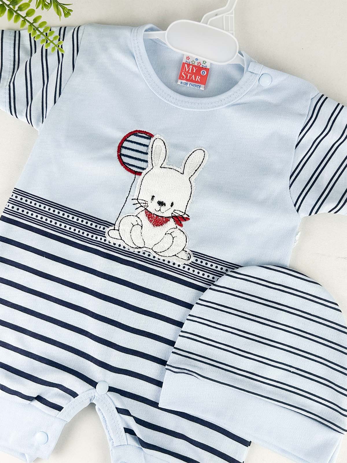 0Mth - 3Mth Blue Romper with Cap For Newborn HG NBR135