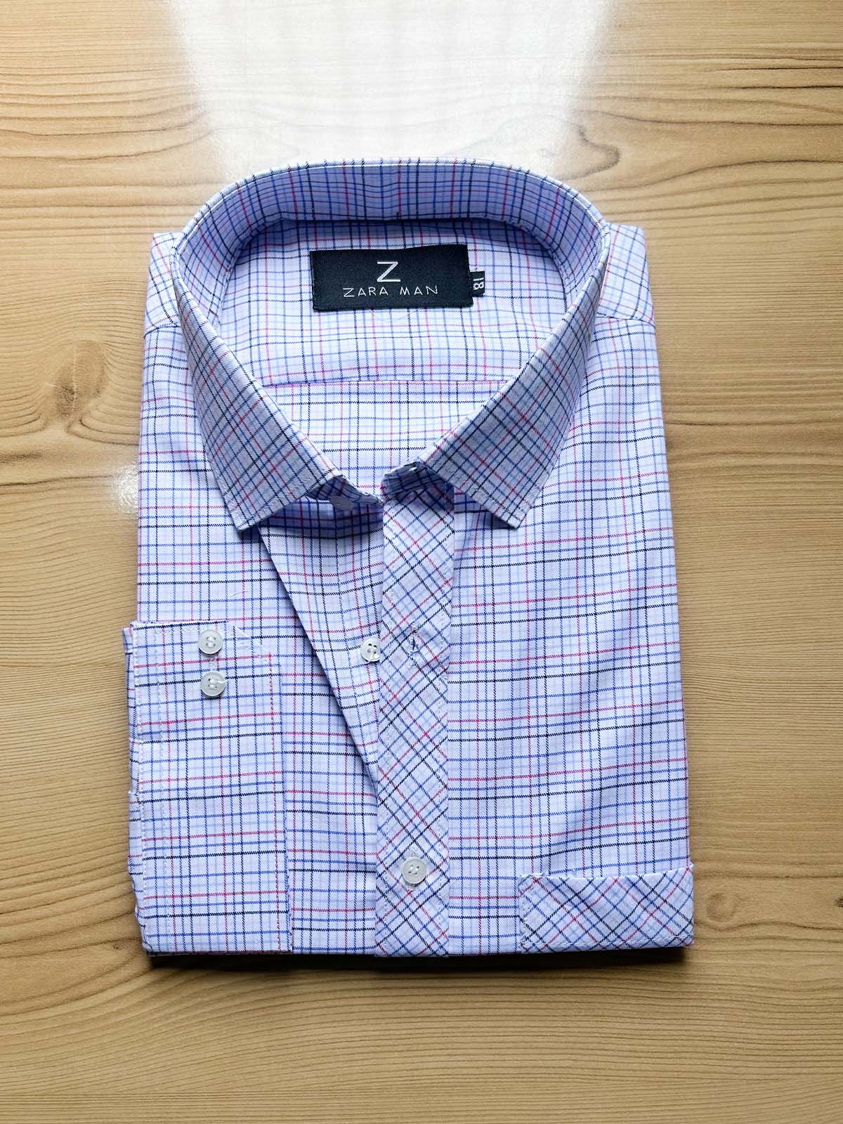 White Checks Formal Dress Shirt For Men MFS544