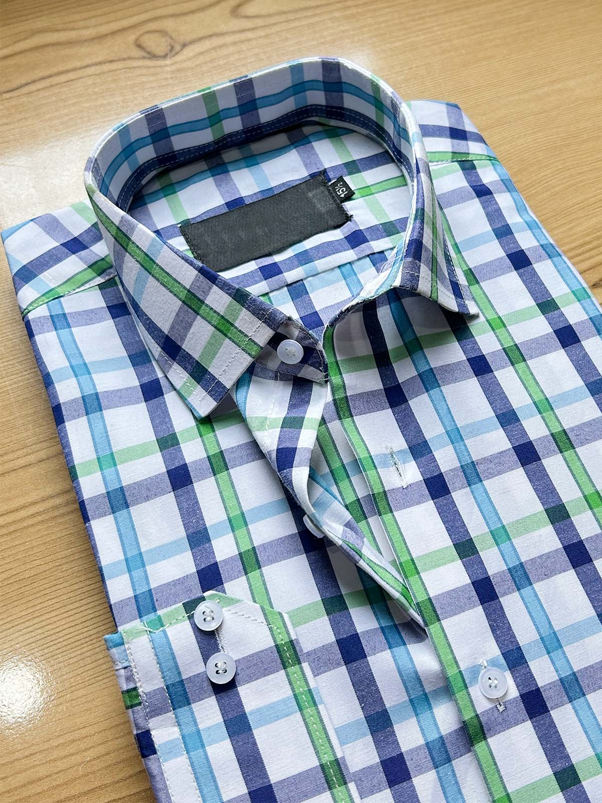 B White Checks Formal Dress Shirt For Men MFS441