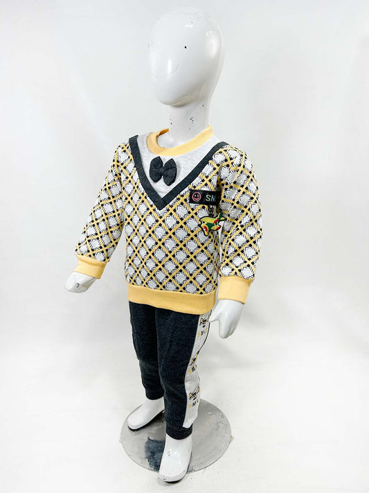 2Yr - 5Yrs Fleece Bow Yellow Suit For Kids SH BS578
