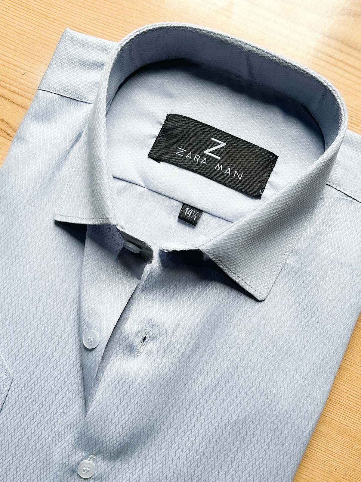 MFS591 S Grey Textured Formal Dress Shirt For Men