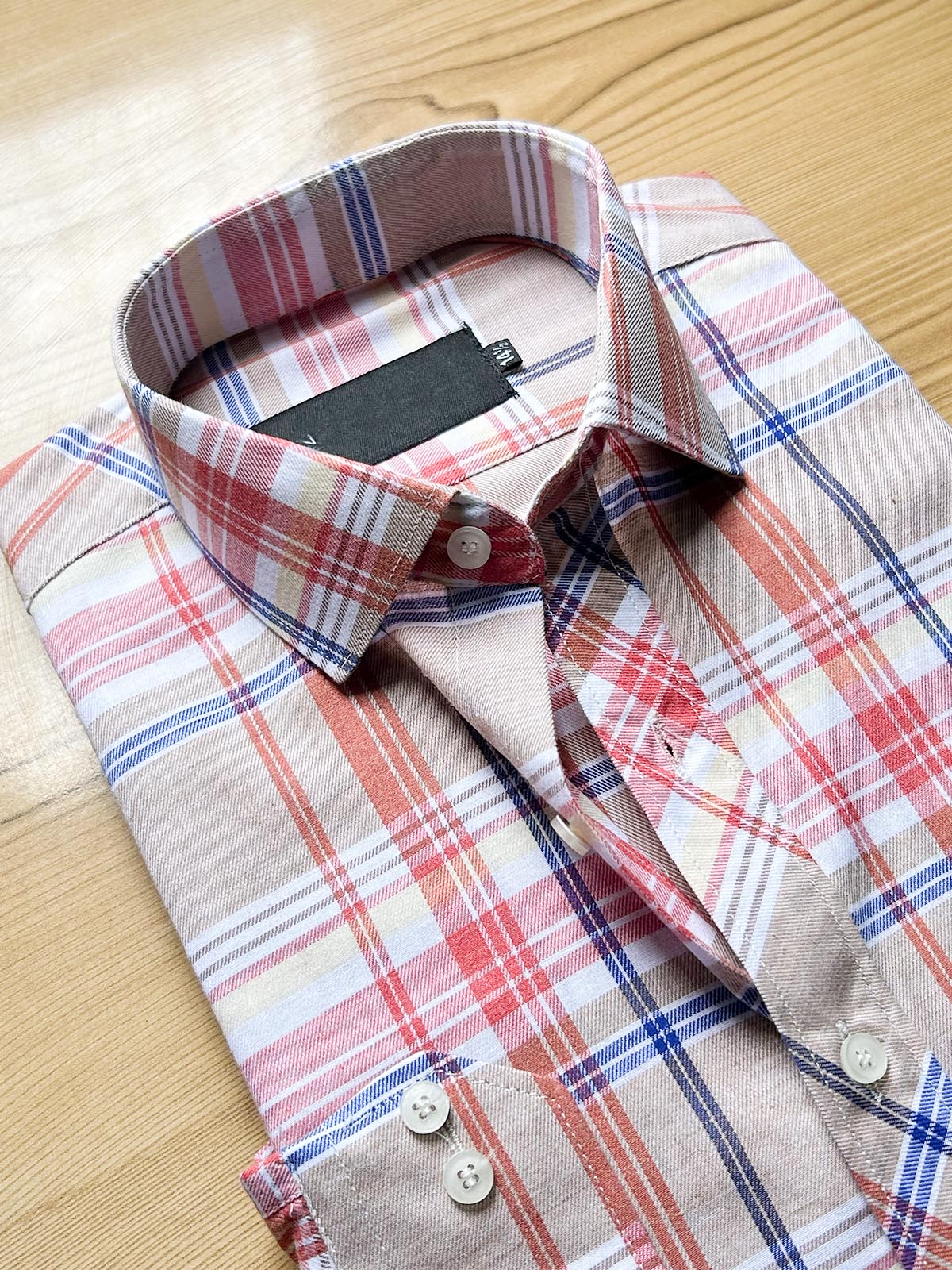 B Red Checks Formal Dress Shirt For Men MFS501