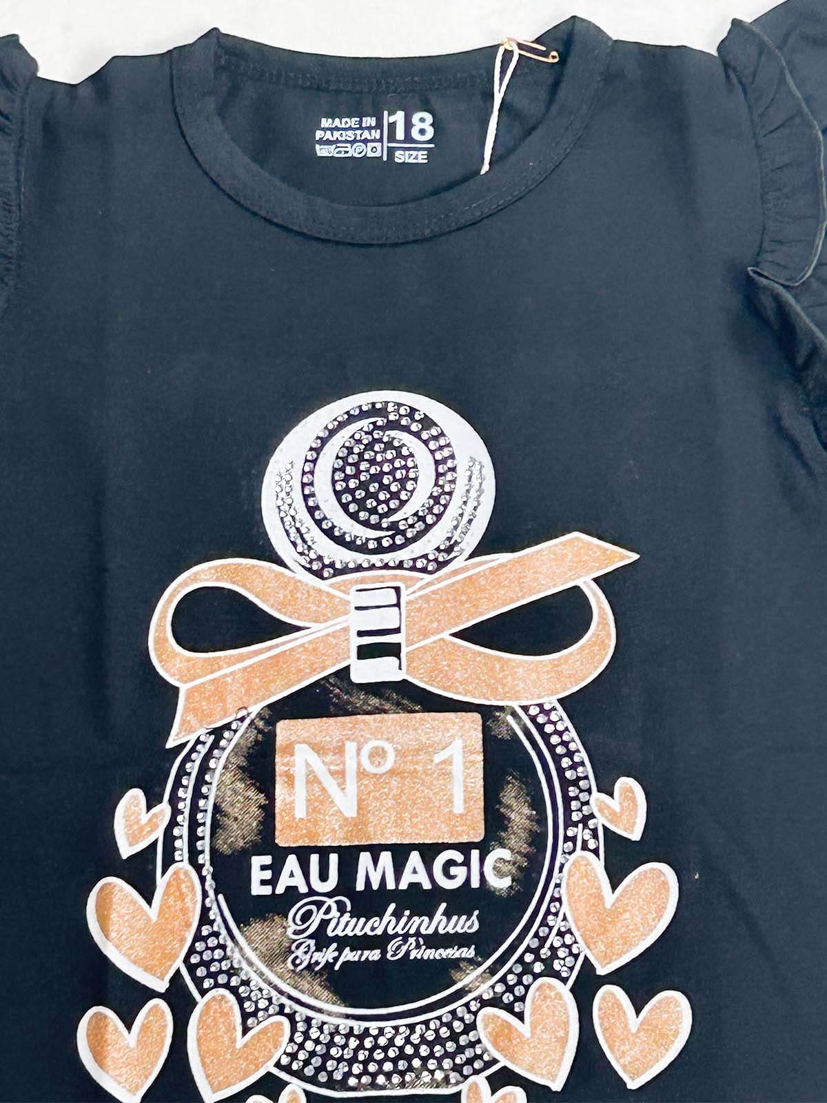 2Yrs - 7Ys N1 Black T-Shirt For Girls SK GTS125