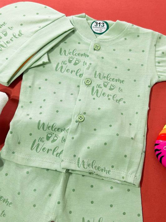 0Mth - 3Mth Green 3Pcs Suit For Newborns NBS695