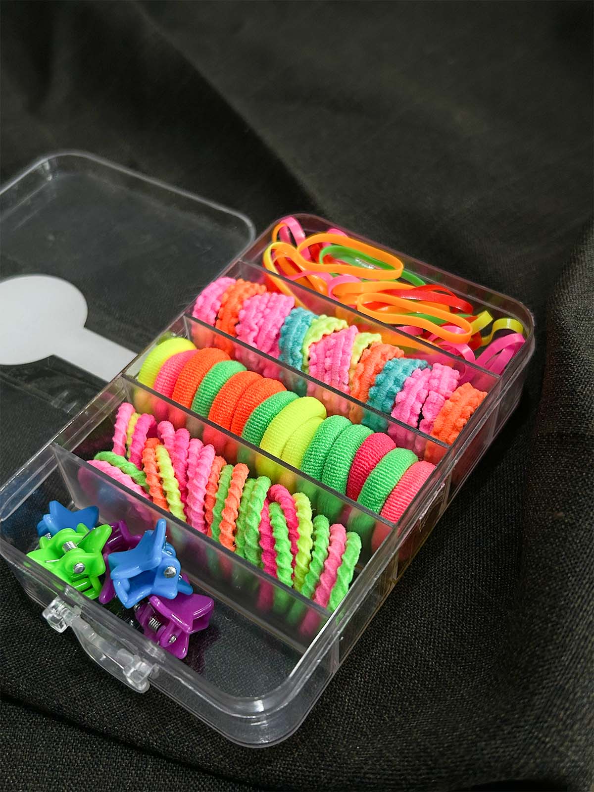 Colorful Hair Pony and Rubber Bands Set With Organizer Box GHB33