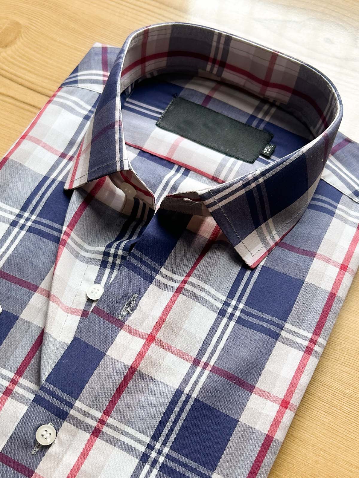 Blue Checks Formal Dress Shirt For Men MFS534