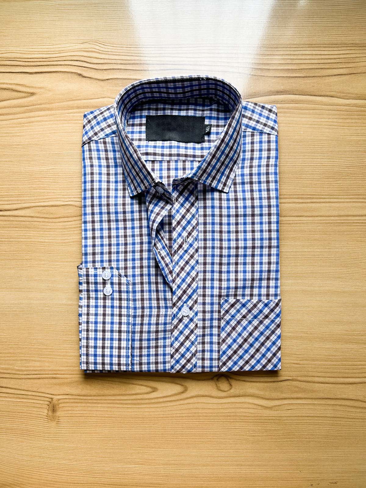 B Blue Checks Formal Dress Shirt For Men MFS436