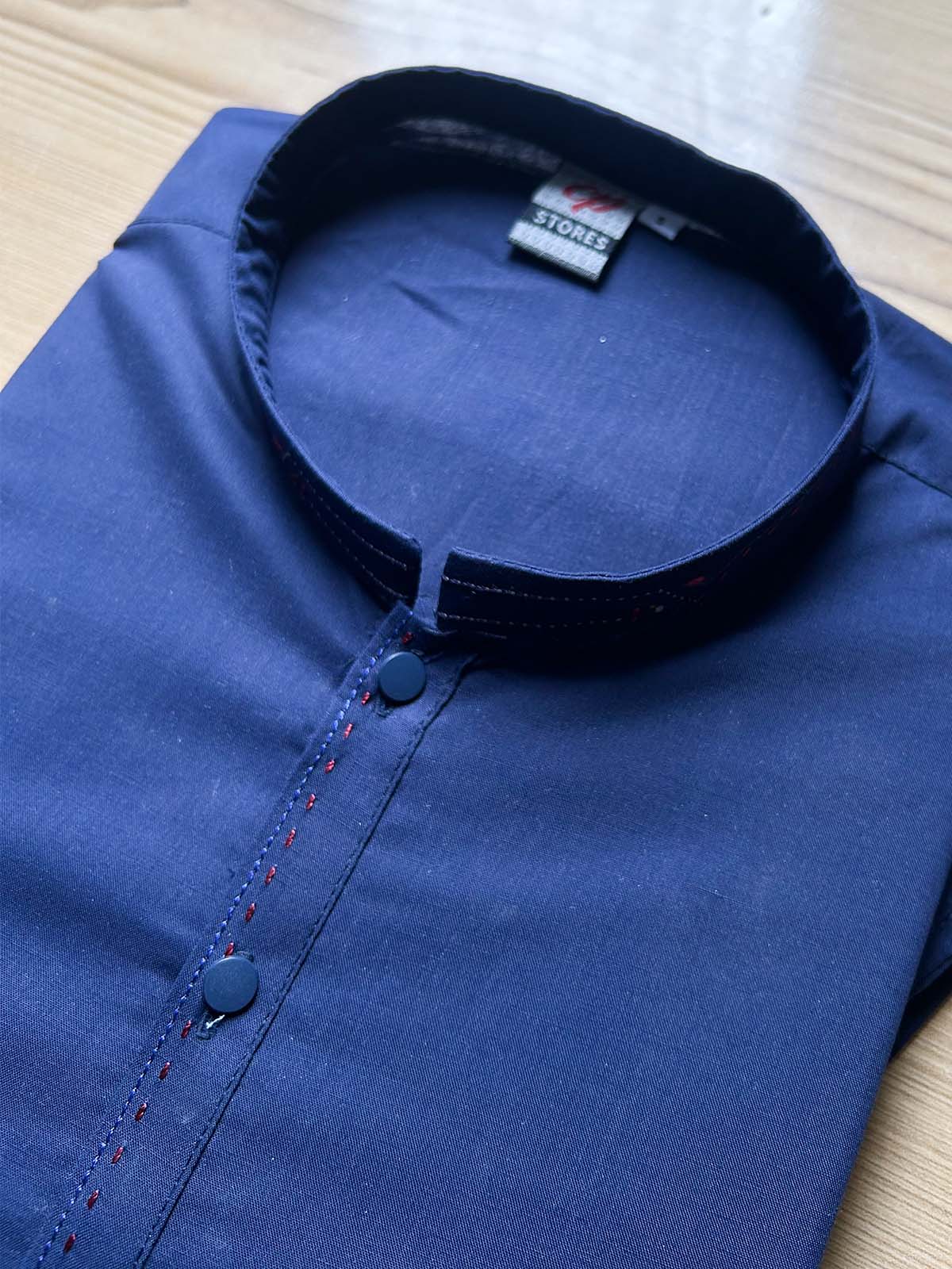 970-1 MSK493 Navy Blue Stitched Suit Sherwani Collar Kurta Pajama For Men