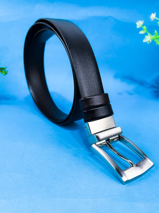 2 in 1 Black and Brown Faux Leather Belt For Men MB89
