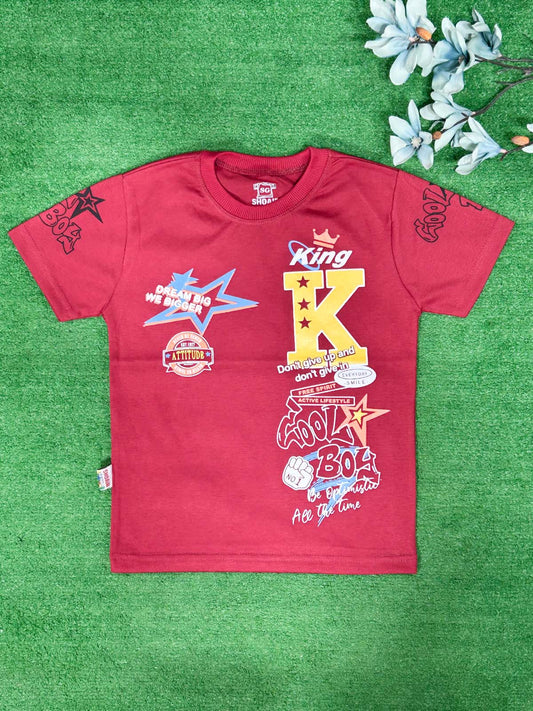 3Yrs - 7Yrs K Red T-Shirt For Boys SG BTS128