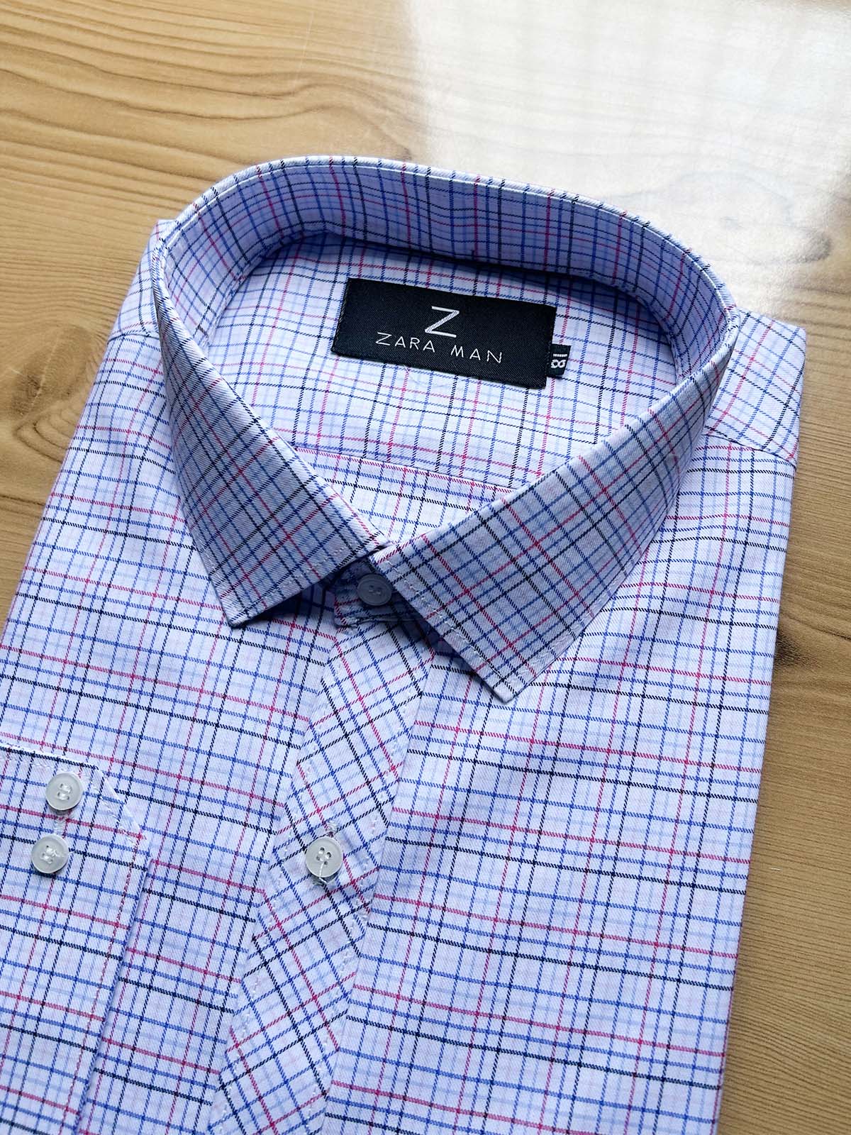 White Checks Formal Dress Shirt For Men MFS544