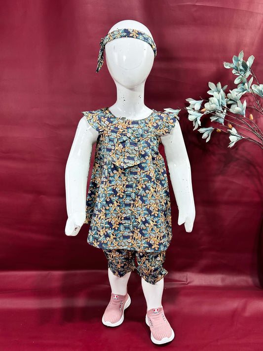 2Yrs - 5Yrs Blue Floral Frock For Girls GF31