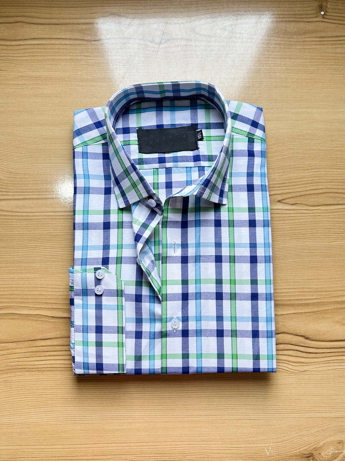 B White Checks Formal Dress Shirt For Men MFS441