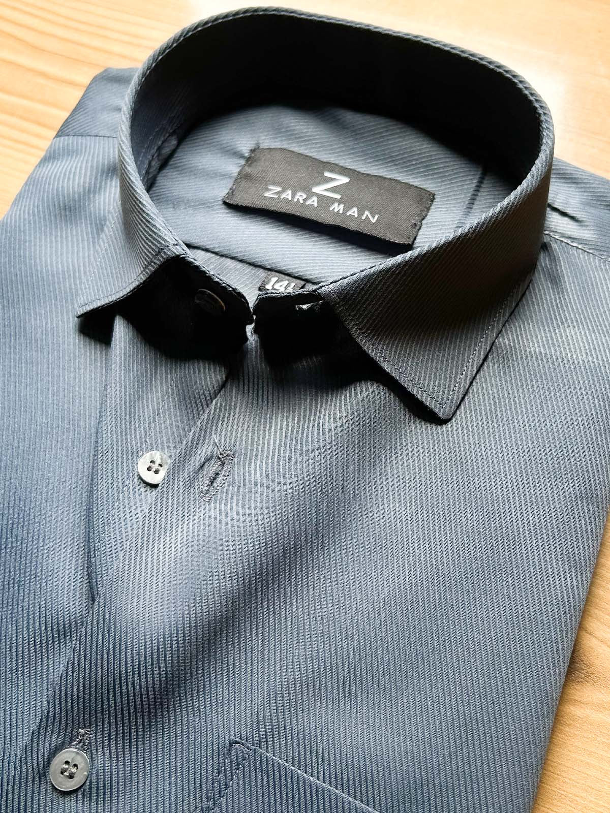 Grey Self Textured Formal Dress Shirt For Men MFS573