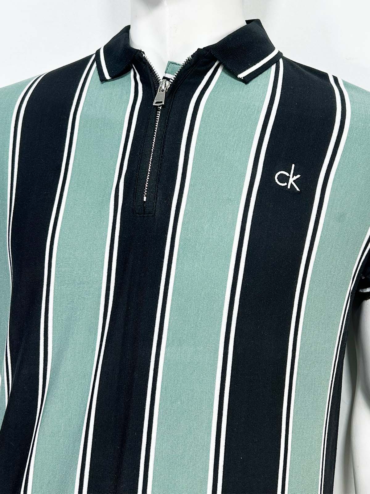 Green Striped Polo T-Shirt For Men MTS461