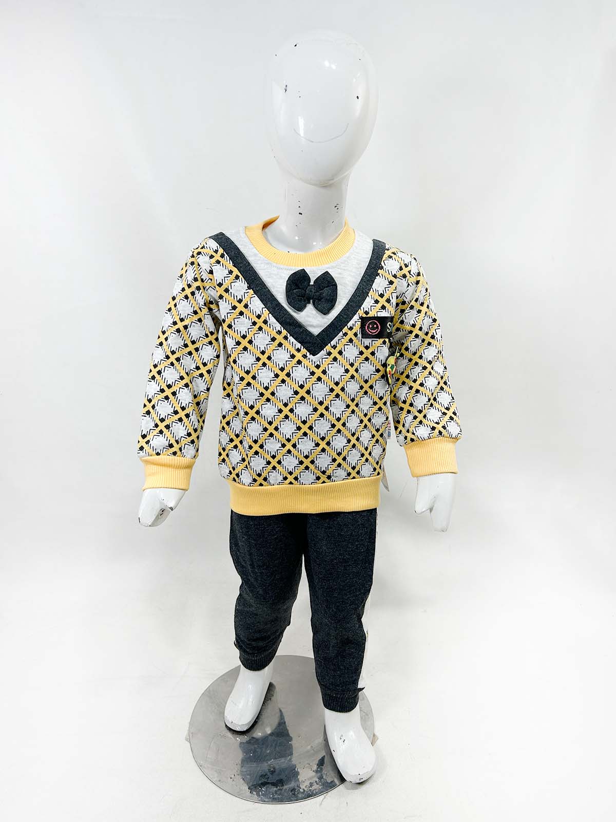 2Yr - 5Yrs Fleece Bow Yellow Suit For Kids SH BS578