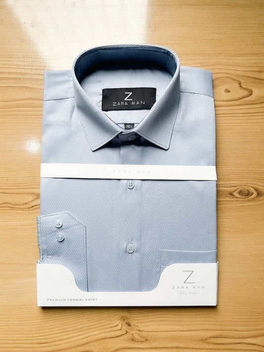 MFS591 S Grey Textured Formal Dress Shirt For Men