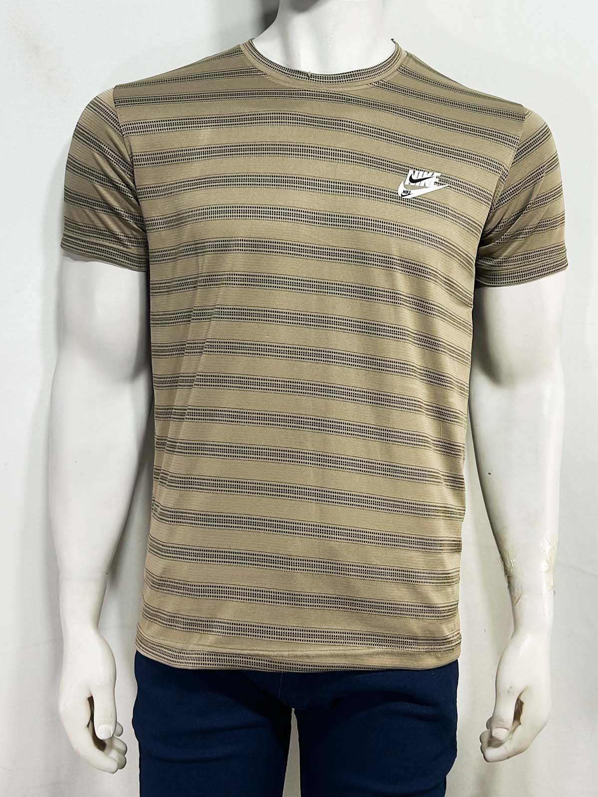 Brown Striped T-Shirt For Men MTS496