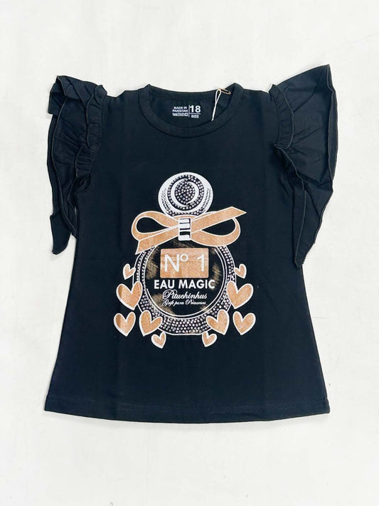2Yrs - 7Ys N1 Black T-Shirt For Girls SK GTS125