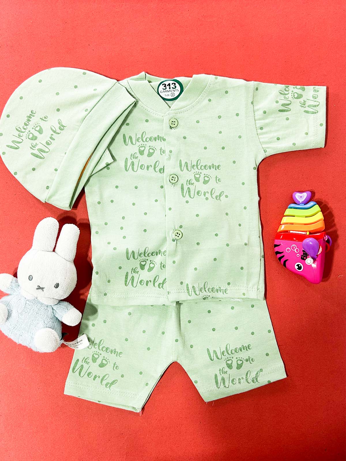 0Mth - 3Mth Green 3Pcs Suit For Newborns NBS695