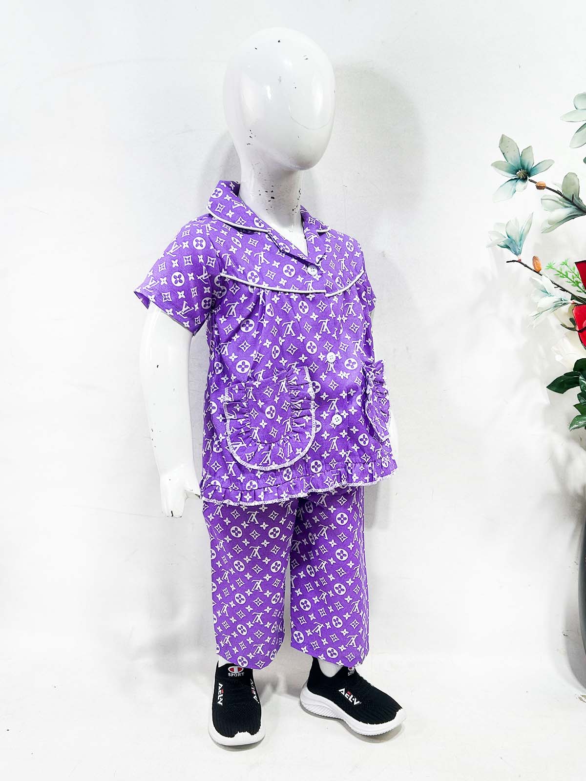 1Yrs - 5Yrs Purple Cotton Night Suit For Girls NG GNS32