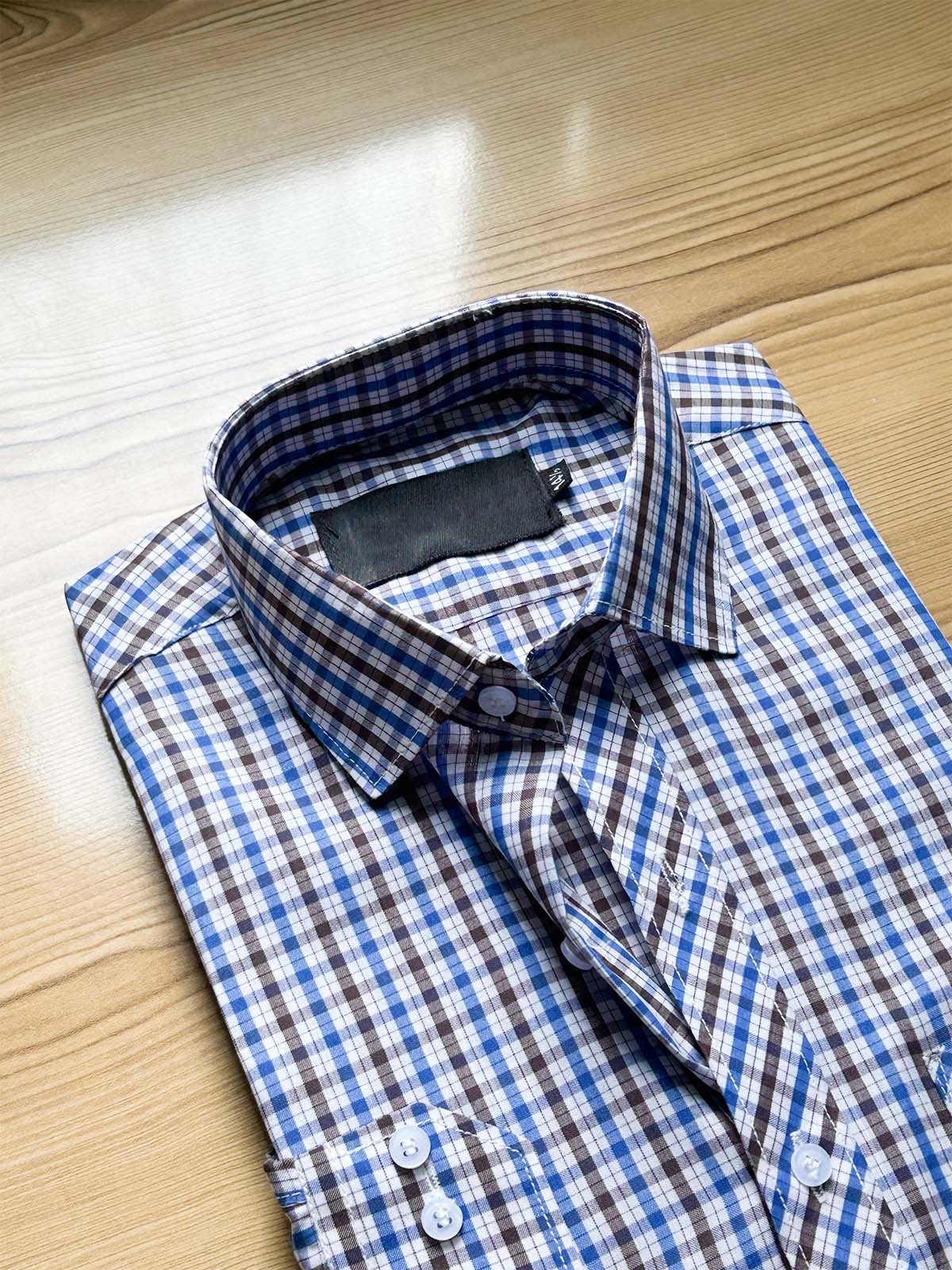B Blue Checks Formal Dress Shirt For Men MFS436