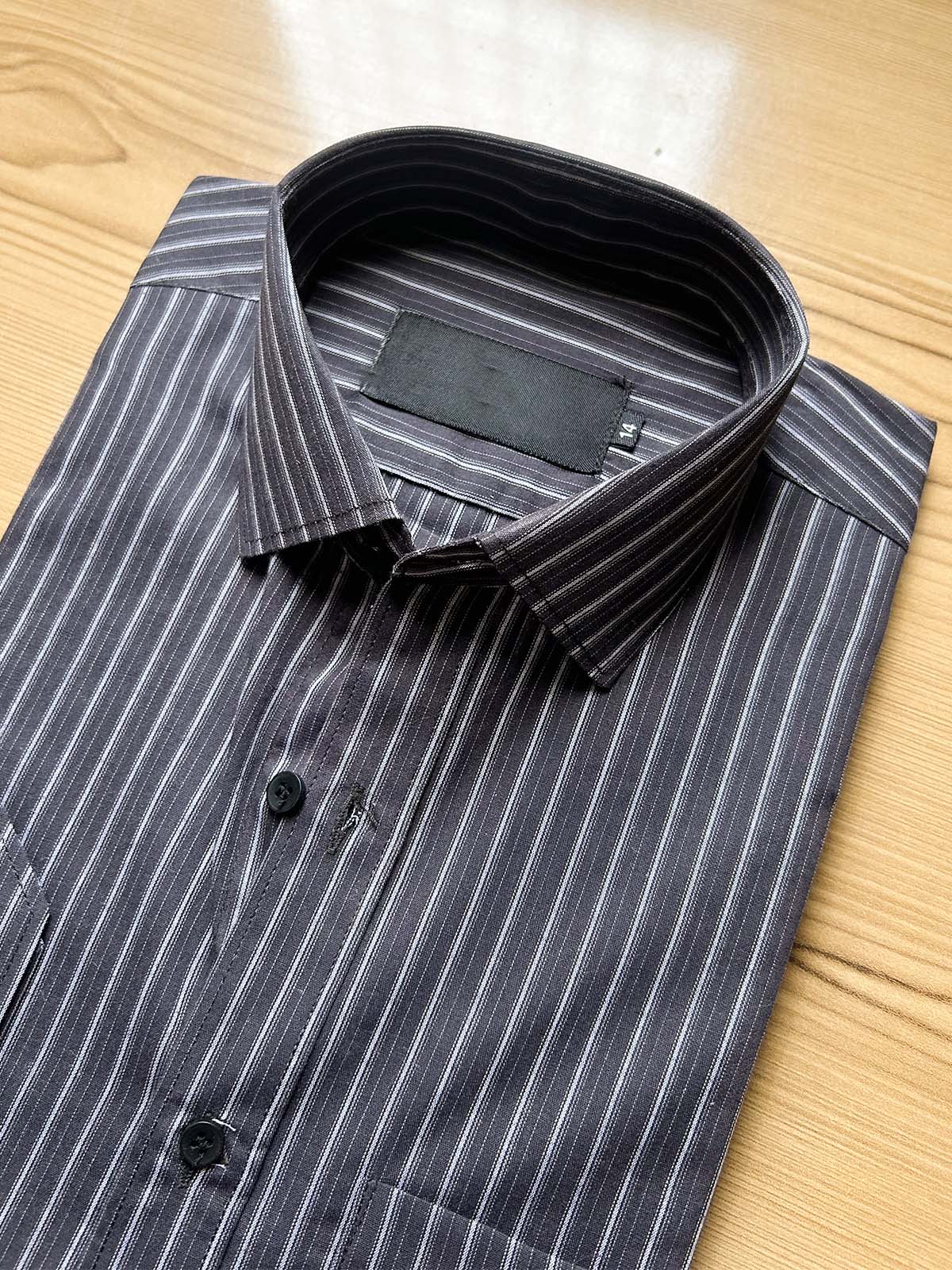Black Lines Formal Dress Shirt For Men MFS556