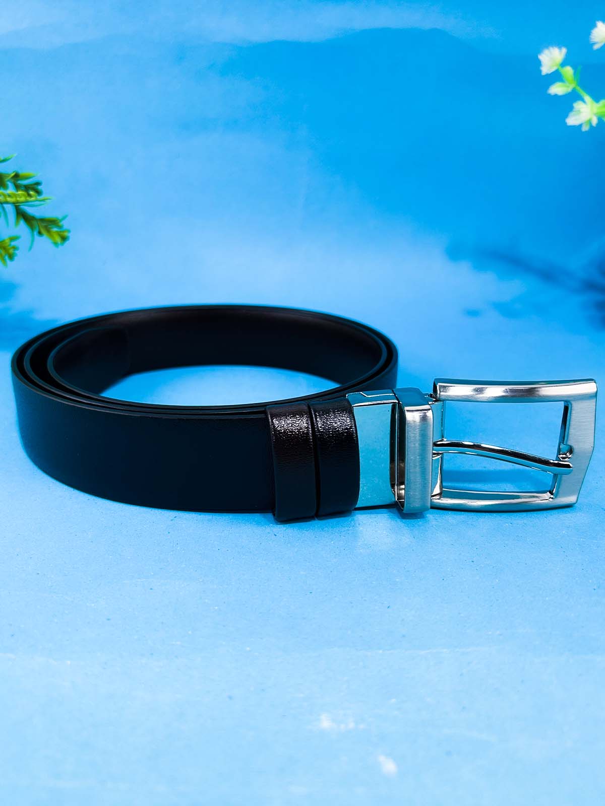 2 in 1 Black and Brown Faux Leather Belt For Men MB89
