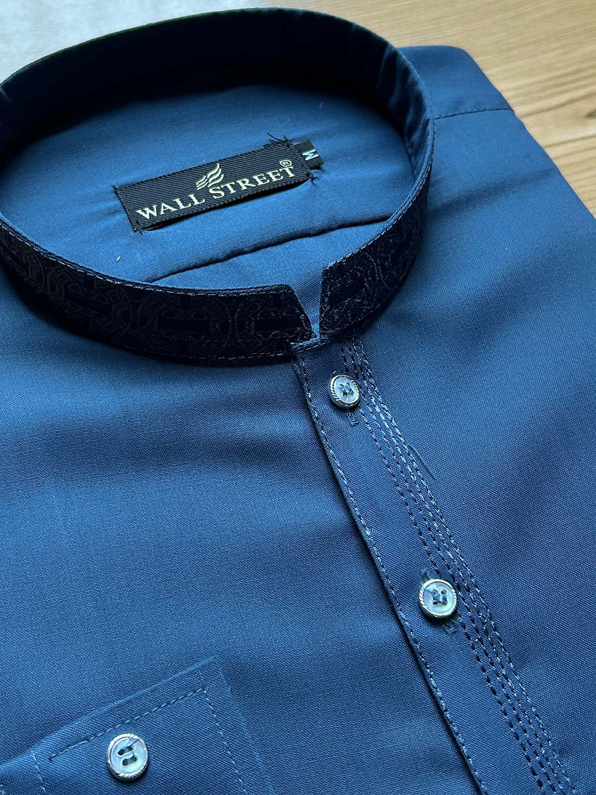 926-8 Blue Stitched Suit Sherwani Collar Kameez Shalwar For Men MSK454