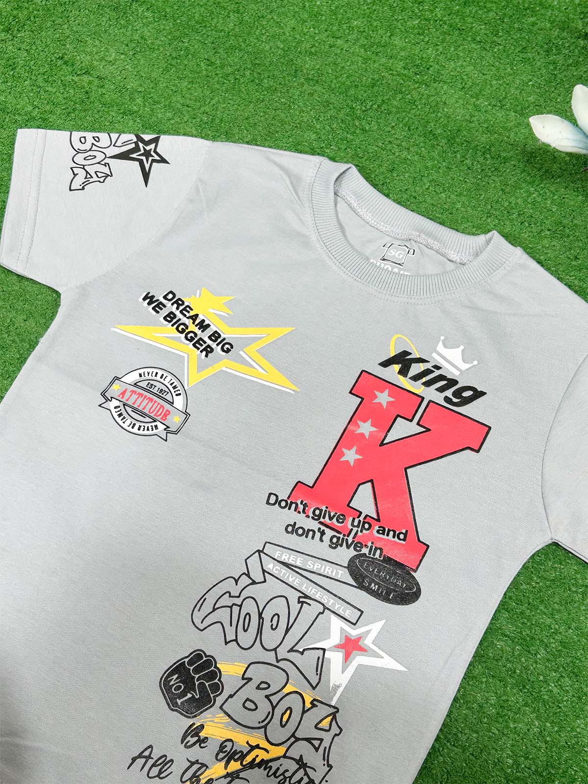 3Yrs - 7Yrs K Grey T-Shirt For Boys SG BTS129