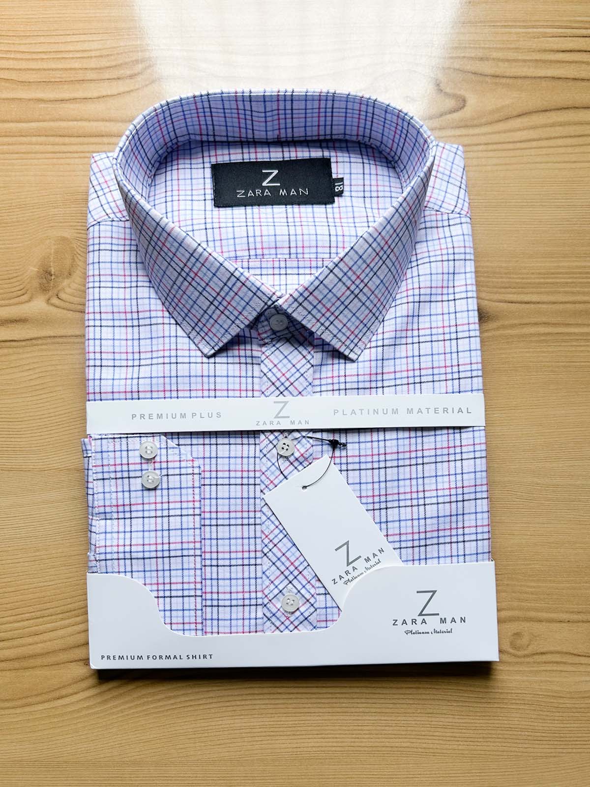 White Checks Formal Dress Shirt For Men MFS544