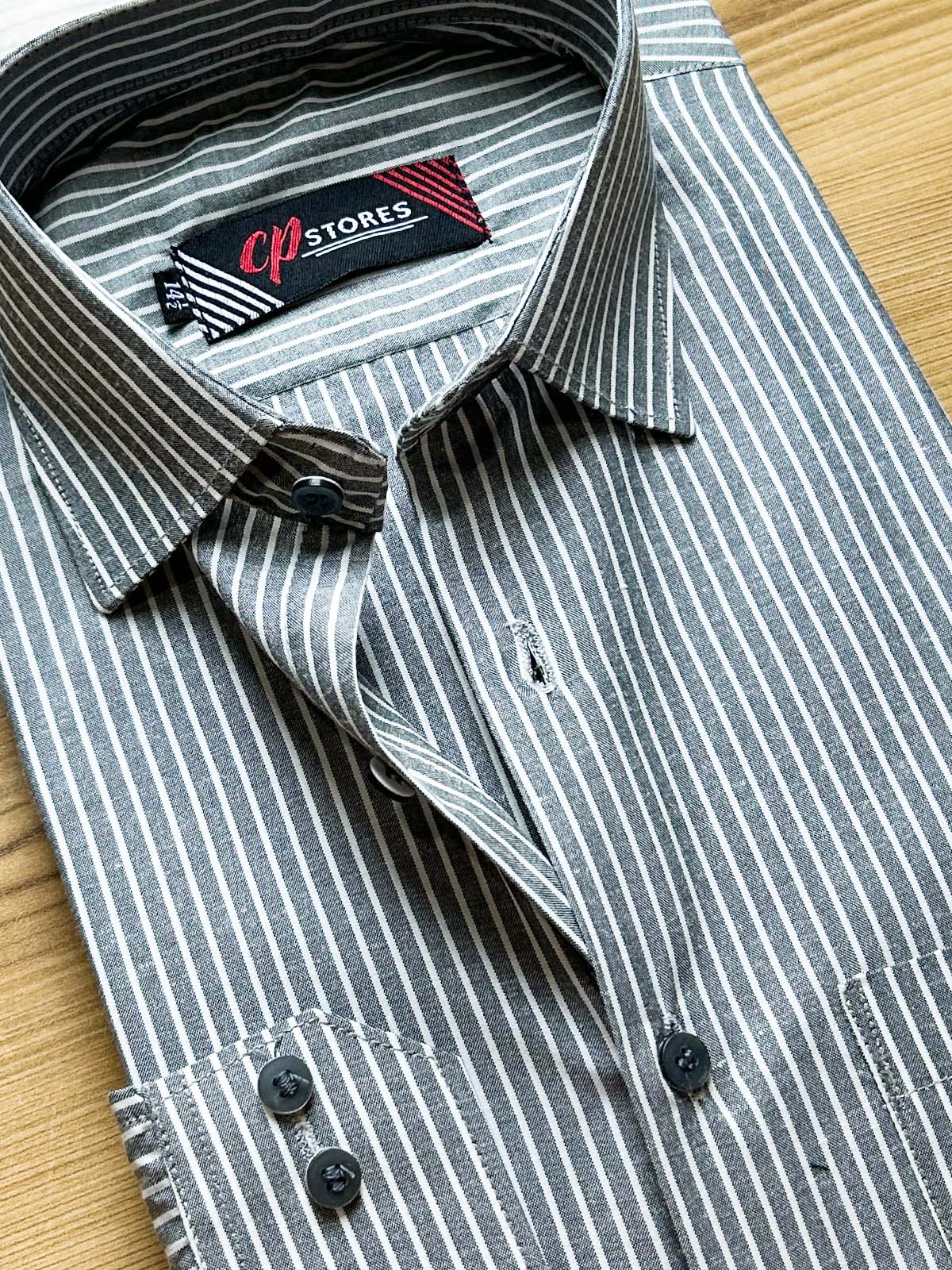 Grey Lines Formal Dress Shirt For Men MFS450