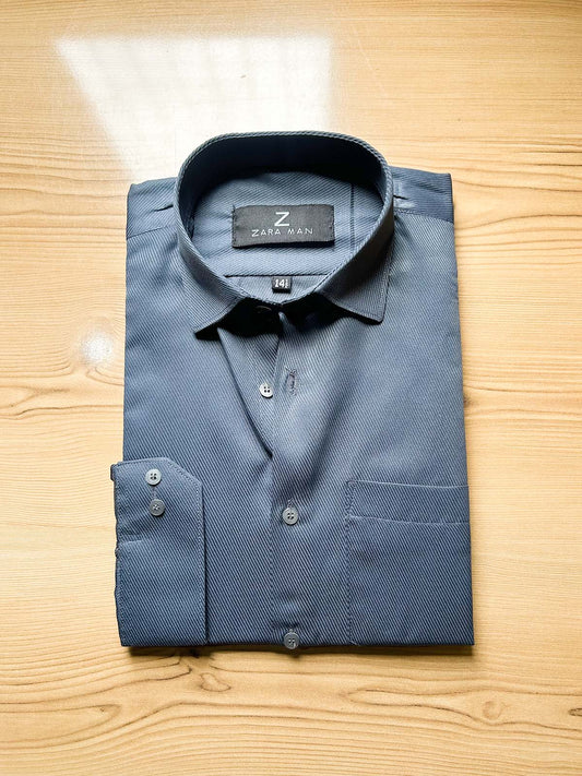 Grey Self Textured Formal Dress Shirt For Men MFS573