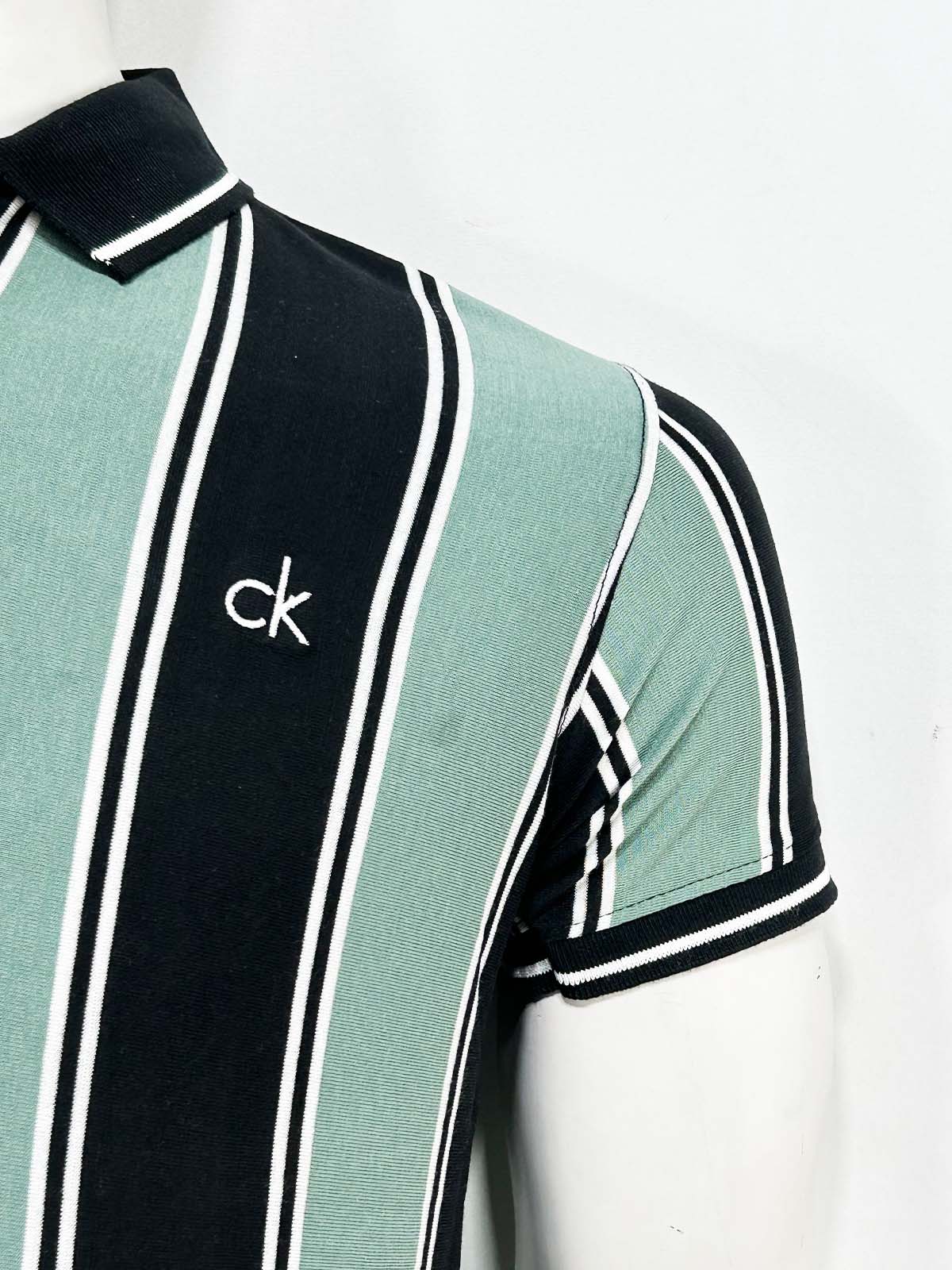 Green Striped Polo T-Shirt For Men MTS461